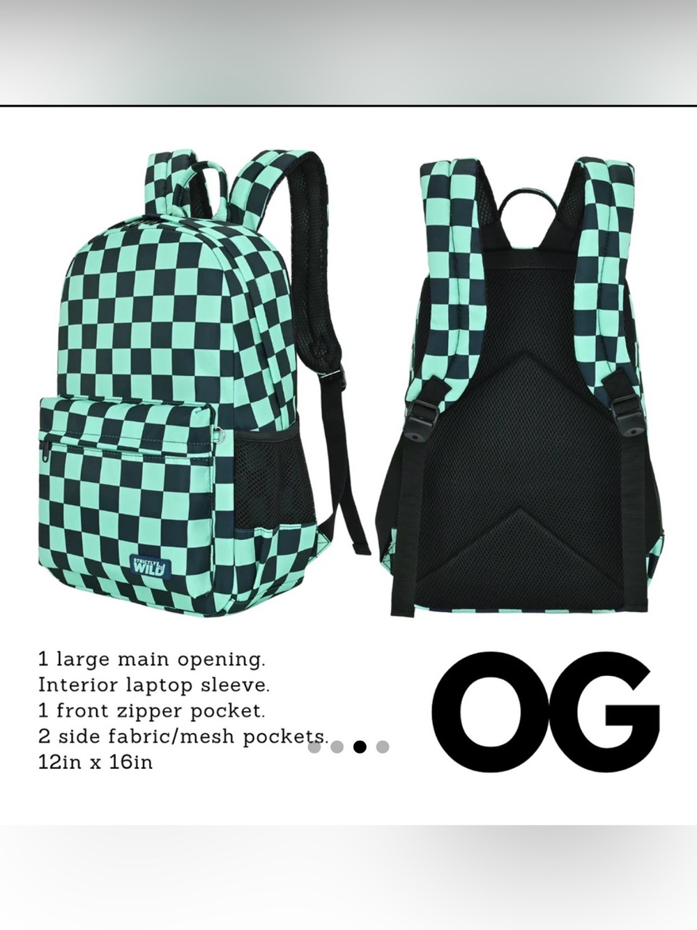 Checkerboard Mint & Black Backpack for Men